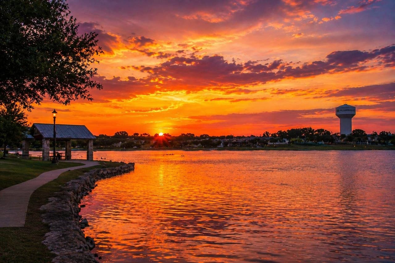 Pflugerville, Texas — Lake Pflugerville and the city skyline