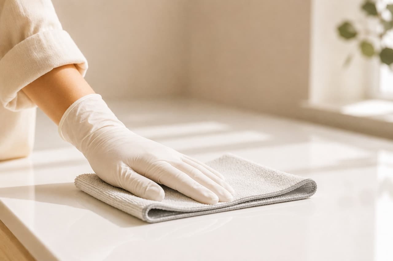 Natural Cleaning Experts client app showing live cleaning status and daily home care tips